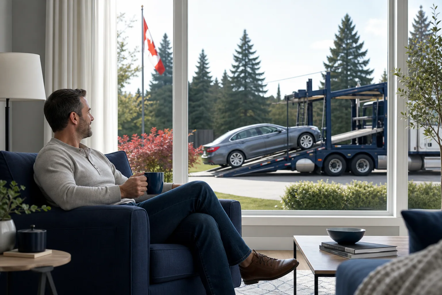 Customer reviewing cross-border car shipping paperwork